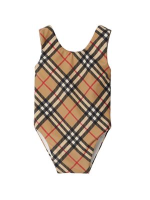 Burberry Kids Vintage Check scoop-neck swimsuit - Neutrals