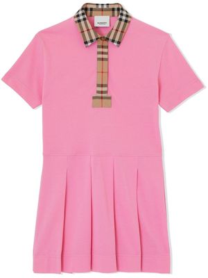 Burberry Kids Vintage Check-trim polo shirt dress - Pink