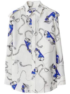 Burberry Knight Hardware-print silk shirt - White