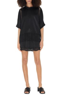 burberry Lace Trim Mulberry Silk Blouse in Black