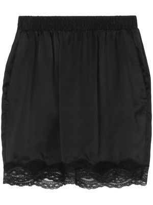 Burberry lace trim silk skirt - Black