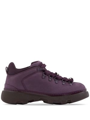 Burberry lace-up leather ankle boots - Purple