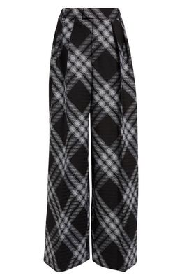 burberry Large Check Wide Leg Wool Pants in Monochrome Ip Check