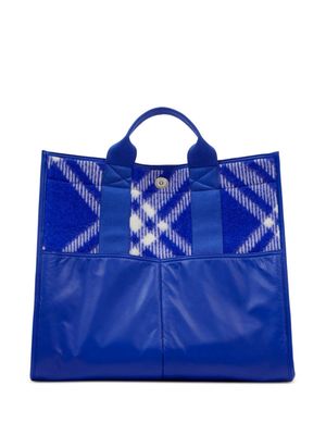 Burberry large plaid-check tote bag - Blue
