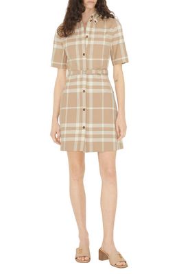 burberry Laurinha Check Belted Cotton Shirtdress in Soft Fawn Ip Chck