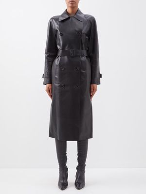 Burberry - Leather Trench Coat - Womens - Black