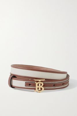 Burberry - Leather-trimmed Canvas Belt - Neutrals