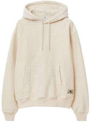 Burberry logo-appliqué cotton hoodie - Neutrals