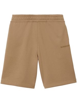 Burberry logo-appliqué cotton track shorts - Brown