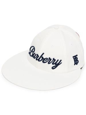 Burberry logo-embroidered cap - White