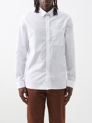 Burberry - Logo-embroidered Cotton Shirt - Mens - White