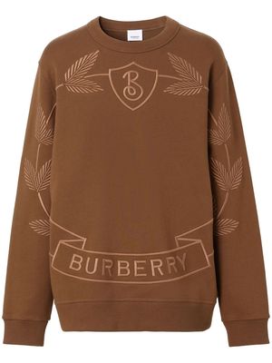 Burberry logo-embroidered cotton sweatshirt - Brown