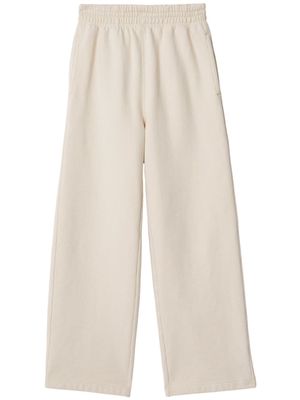 Burberry logo-embroidered cotton track pants - Neutrals