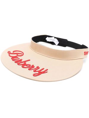 Burberry logo-embroidered cotton visor - Neutrals