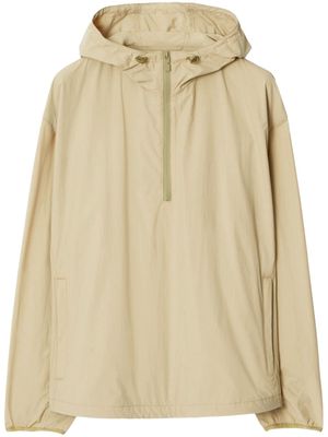 Burberry logo-embroidered hooded jacket - Neutrals