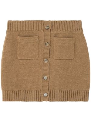Burberry logo-embroidered knitted miniskirt - Neutrals