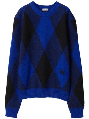 Burberry logo-intarsia argyle wool jumper - Blue