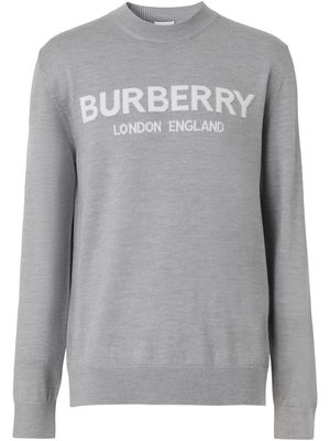 Burberry logo-intarsia knit jumper - Grey