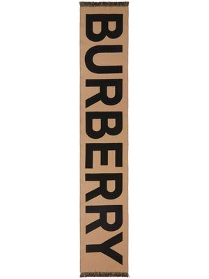 Burberry logo-jacquard wool scarf - Neutrals