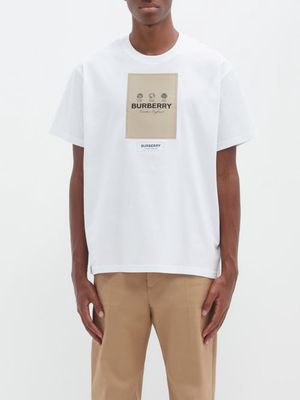 Burberry - Logo-patch Cotton-jersey T-shirt - Mens - White Multi