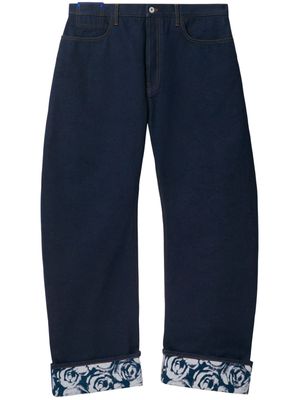 Burberry logo-patch cotton wide-leg jeans - Blue