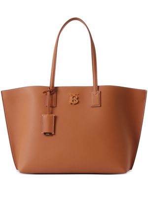 Burberry logo-plaque leather tote bag - Brown