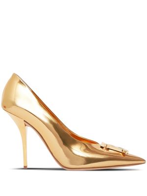 Burberry logo-plaque pointed-toe pumps - Gold