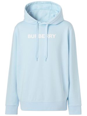 Burberry logo-print cotton hoodie - Blue
