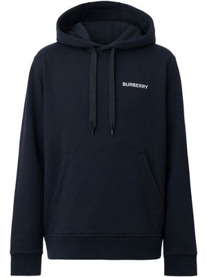 Burberry logo-print drawstring hoodie - Blue