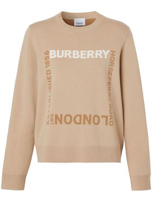 BURBERRY logo-print jumper - Neutrals