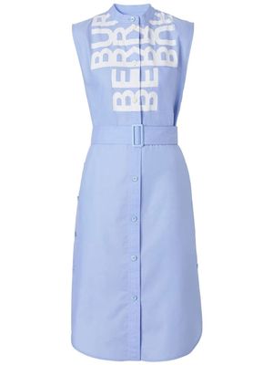 Burberry logo-print sleeveless shirtdress - Blue