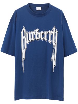 Burberry logo-print stretch-cotton shirt - Blue