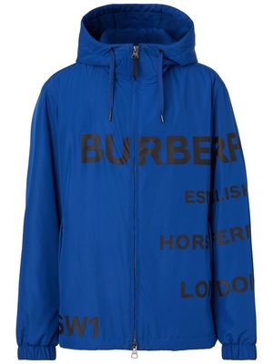 Burberry logo-print zip-fastening jacket - Blue