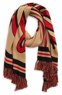 Burberry Logo Script Football Scarf in Archive Beige