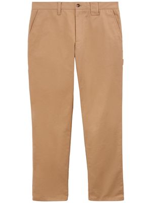 Burberry logo-tag cotton straight-leg trousers - Neutrals