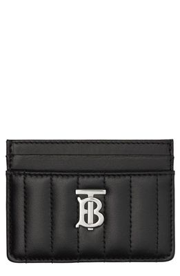 burberry Lola Quilted Leather Card Case in Black /Palladio