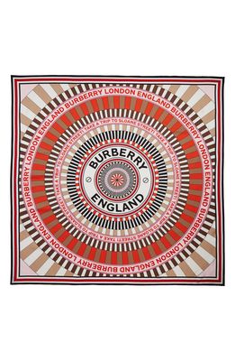 Burberry London England Logo Spiral Square Silk Scarf in Bright Red