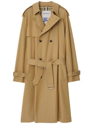 Burberry long garbadine trench coat - Neutrals