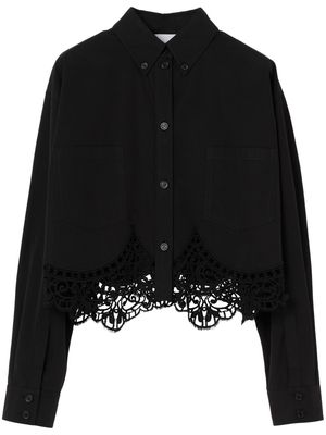 Burberry macramé cotton cropped shirt - Black