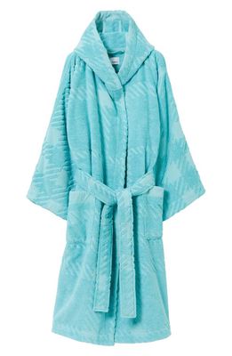 burberry Mega Check Cotton Terry Cloth Hooded Robe in Bright Topaz Blue
