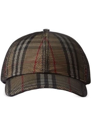 Burberry mesh-overlay check baseball cap - Neutrals