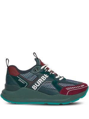 Burberry mesh-panelling logo tape sneakers - Green