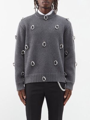 Burberry - Metal-loop Cashmere-blend Sweater - Mens - Dark Grey