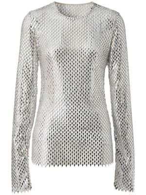 Burberry metallic paillette-embellished mesh top - Silver