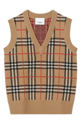 burberry Mickenze Check Wool Sweater Vest in Archive Beige