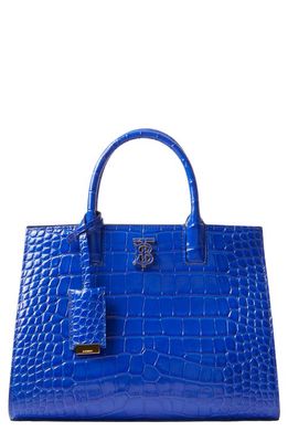 burberry Mini Frances Croc Embossed Leather Top Handle Bag in Knight