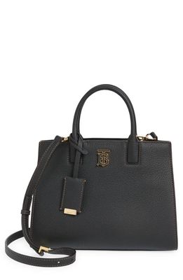 burberry Mini Frances Grainy Leather Handbag in Black