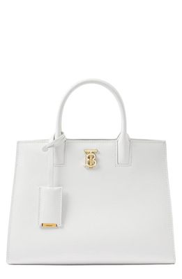 burberry Mini Frances Grainy Leather Handbag in Optic White