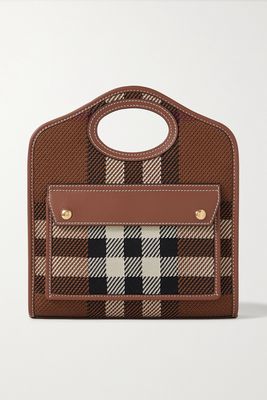 Burberry - Mini Leather-trimmed Checked Canvas Tote - Brown