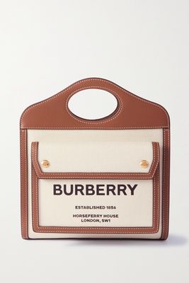 Burberry - Mini Leather-trimmed Printed Canvas Tote - Cream